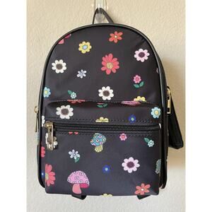 Floral Mushroom Adjustable Straps Rave Festival Pocket Nylon Mini Backpack Rave